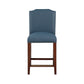 Valtirion - Set of 2 - 25" Blue Faux Leather Counter Stools with Nailhead Trim (39" H x 18.25" W x 23" D)