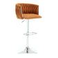 Bellavue Luxe - Set of 2 - 26" Swivel Counter Stools with Orange Boucle Upholstery and 360° Rotation