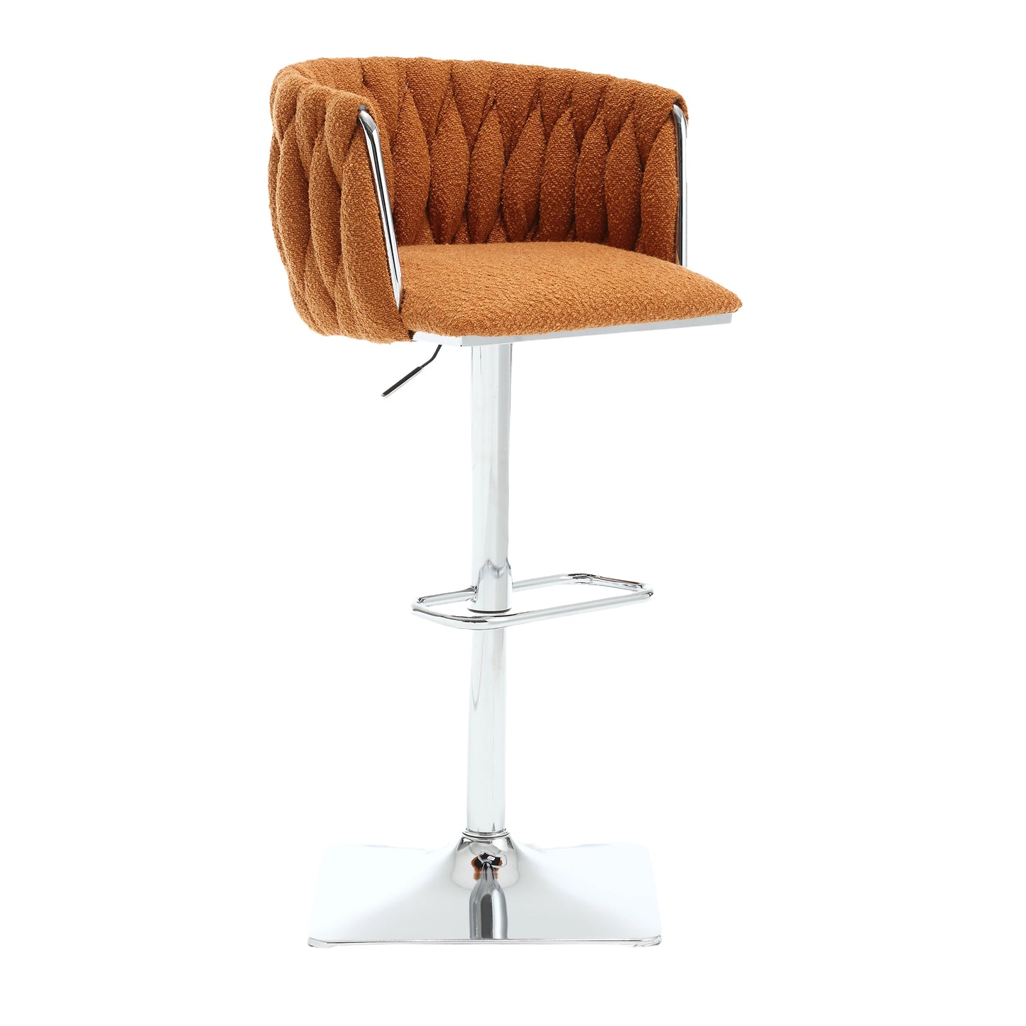 Bellavue Luxe - Set of 2 - 26" Swivel Counter Stools with Orange Boucle Upholstery and 360° Rotation