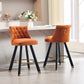 Sapphire - Set of 2 - 26" Velvet Bar Stools with Back Pull Design, Rivet Decoration, 360° Rotation, Wooden Legs for Kitchen or Dining Room