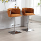 Bellavue Luxe - Set of 2 - 26" Swivel Counter Stools with Orange Boucle Upholstery and 360° Rotation