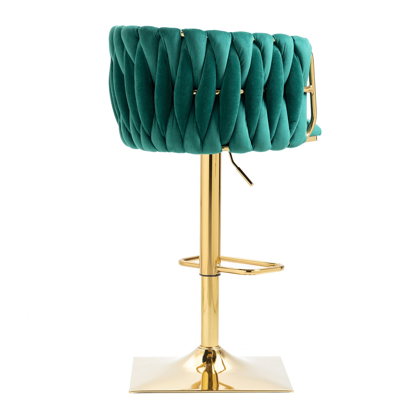 Harstone - Set of 2 - 26" Adjustable Counter Height Emerald Green Velvet Vintage Bar Stools with Silver Metal Legs