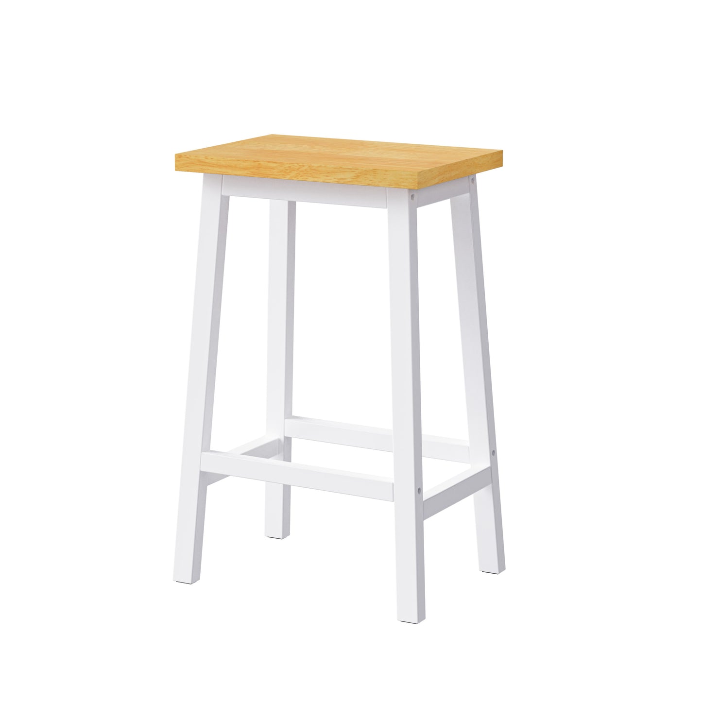 Hartle - Set of 2 - 24” White Farmhouse Pine Wood Counter Stools with Footrests