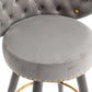 Luthiana - Set of 2 - 28" Gray Velvet Counter Height Bar Stools with 360° Swivel, Backrest, Footrest, and Solid Wood Legs