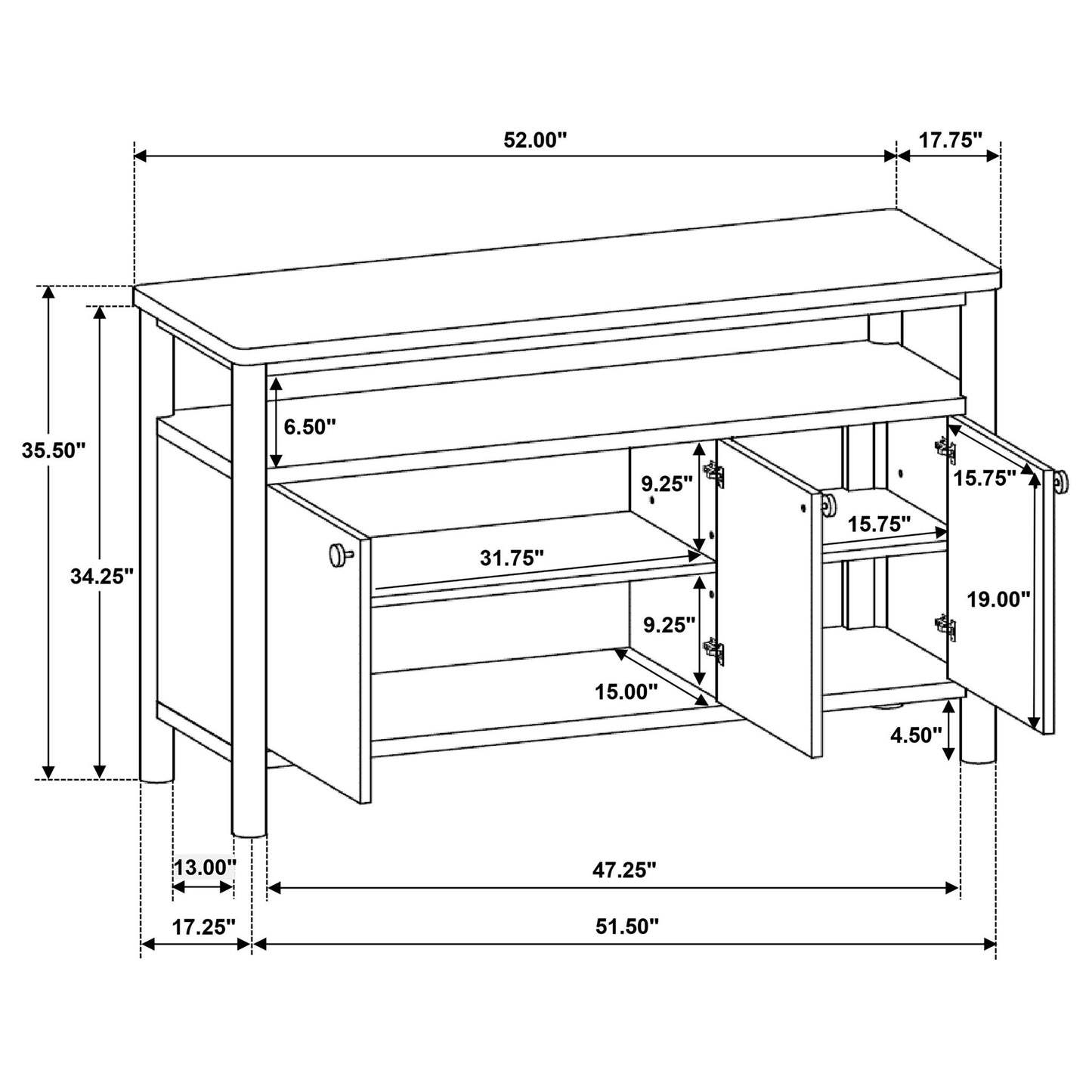Graham - Sideboard With Open Shelf - Walnut