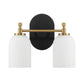 Vortex - 2 Lights Vanity In Style For Over Bathroom Mirror Wall Sconce - Black / Gold / White