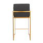 Falconridge - Set of 2 - 26" Gold Steel & Charcoal Fabric Contemporary High Back Counter Stools