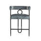 Aloe - Set of 2 – 24" Gray Chenille Counter Stools with Modern Round-Back Design and Black Metal Frame for Kitchens or Dining Rooms