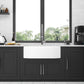 Ceramic Farmhouse Sink, Apron Front Single Bowl With Arch Edge