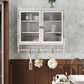 Vintage Double Door Wall Cabinet With Three Tiers Storage And Towel Rack - White Washed