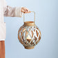 Decorative Lantern With Handle, Wooden Lantern For Indoor Outdoor, Home Garden, Wedding - Silver