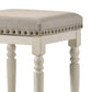 Tasnim - Set of 2 - 24" Tan Upholstered Counter Height Stools with Antique White Finish