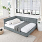 Elegant Storage Upholstered Tufted Bed Frame With Backrest And Armrests