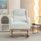 Teddy Fabric Rocking Chair With Packet Wood Legs - Ivory