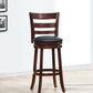 Velante – Set of 2 – 30" Swivel Bar Stools in Dark Cherry with Black Faux Leather Upholstery and Solid Wood Frame