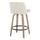 Talvyn - Set of 2 - 24" Cream Upholstered Counter Stools with Swivel and Whitewashed Wood Frame