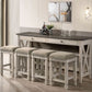 Console Table With 4 Stools - Antique White