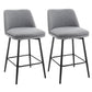 Vectoria 26" - Set of 2 - Light Grey Upholstered Swivel Counter Height Bar Stools with Metal Legs, 360° Swivel, and High Back, 25.6" Seat Height