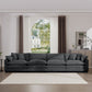 Modern Upholstered 4 Seater Fabric Sofa With Arm And Throw Pillows