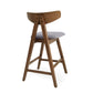 Harvalla - Set of 2 -25" Dark Grey Fabric Counter Stools with Mid-Century Wood Legs