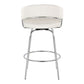 Jelena - Set of 2 - 26" White Faux Leather Counter Stools with Chrome Metal Frame and Swivel Functionality