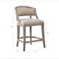 Tuscan - Set of 2 - 27" Counter Stools in Natural Polyester with Bronze Nailhead Trim and Reclaimed Biscuit Wood Legs