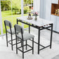 Hadria - Set of 2 - 28"  Gray Bar Table Set with 2 Upholstered Chairs, Compact Dining Table for Small Spaces, Rustic Pub and Breakfast Nook