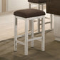 Faylinn - Set of 2 - 26" Farmhouse Solid Wood Counter Height Stools in Antique White & Dark Brown with Linen Upholstered Seat