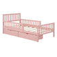 Platform Bed With Guardrails On Both Sides And 2 Storage Drawers