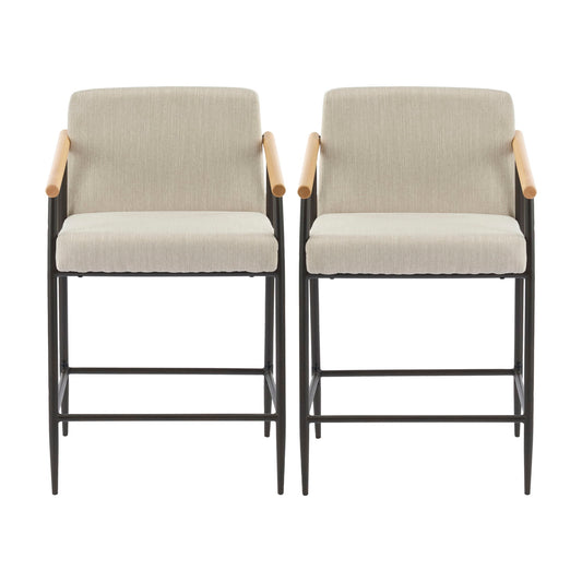Mid Century Modern Counter Stool Set With Iron Frame