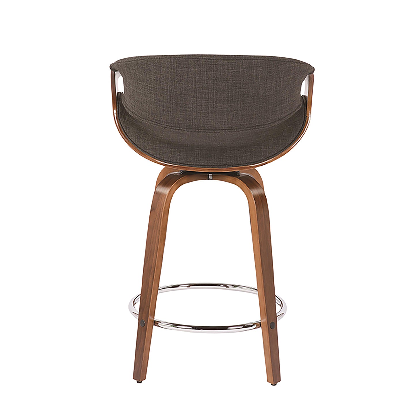 Celvyn - Set of 2 - 30" Mid-Century Modern Swivel Counter Stools in Charcoal Fabric with Walnut Wood Base