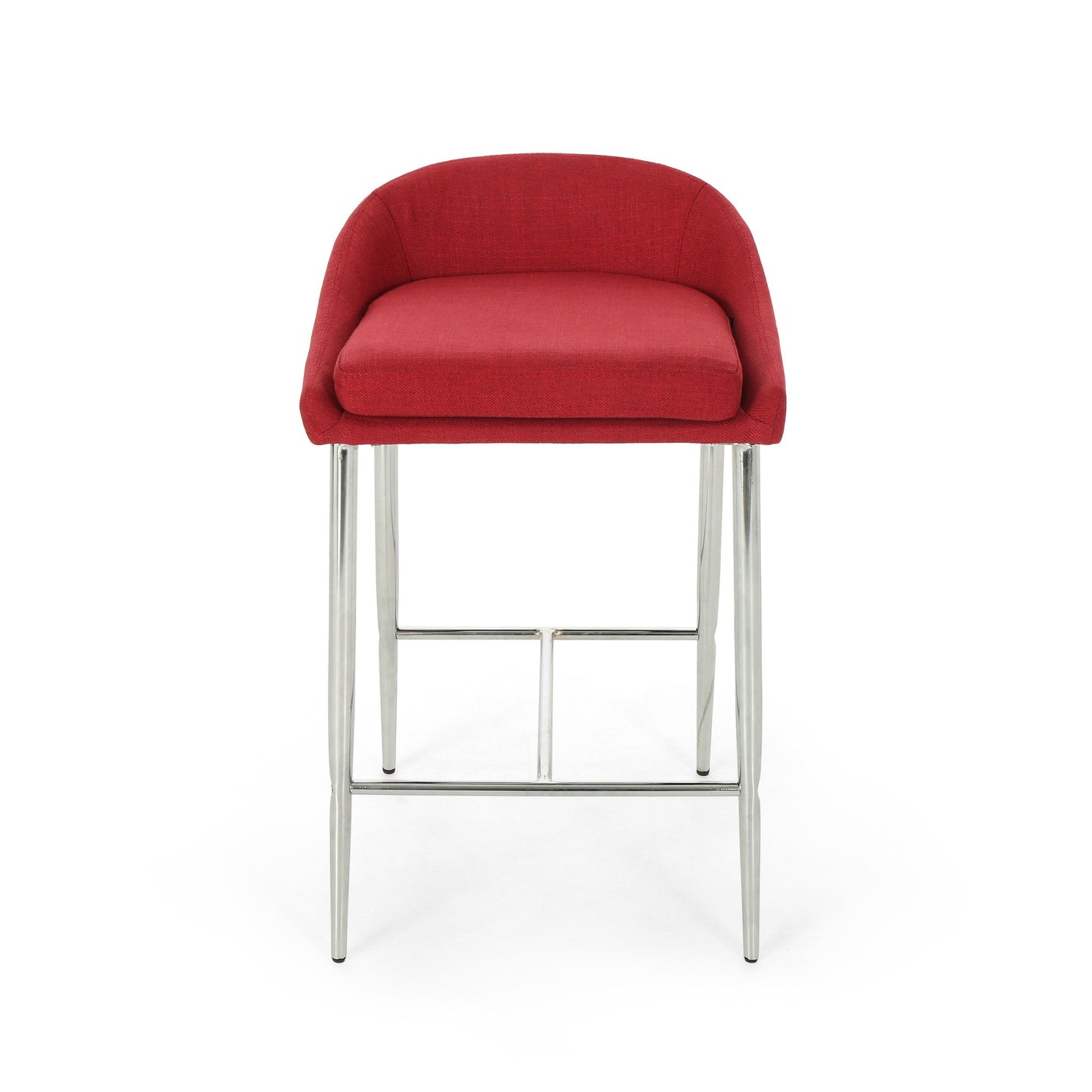 Loyath - Set of 2 - 26" Red Upholstered Counter Stools with Chrome Base