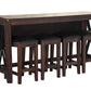 Drop Leaf Table With 4 Stools - Dark Brown