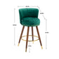 Monial - Set of 2 - 28" Emerald Swivel Bar Stools with Backrest, Footrest, and Solid Wood Legs