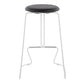 Hyacinth - Set of 2 - 26" White Steel & Black Faux Leather Swivel Bar Stools with High Back