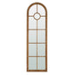 Half Round Elongated Mirror With Decorative Window Look Classic Architecture Style Solid Fir Wood Interior Decor - Brown