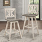 Ashlyn - Set of 2 - 29" Pub Height Chairs with Distressed Gray & White Solid Rubberwood X-Back Design, Bar Chairs for Dining Room