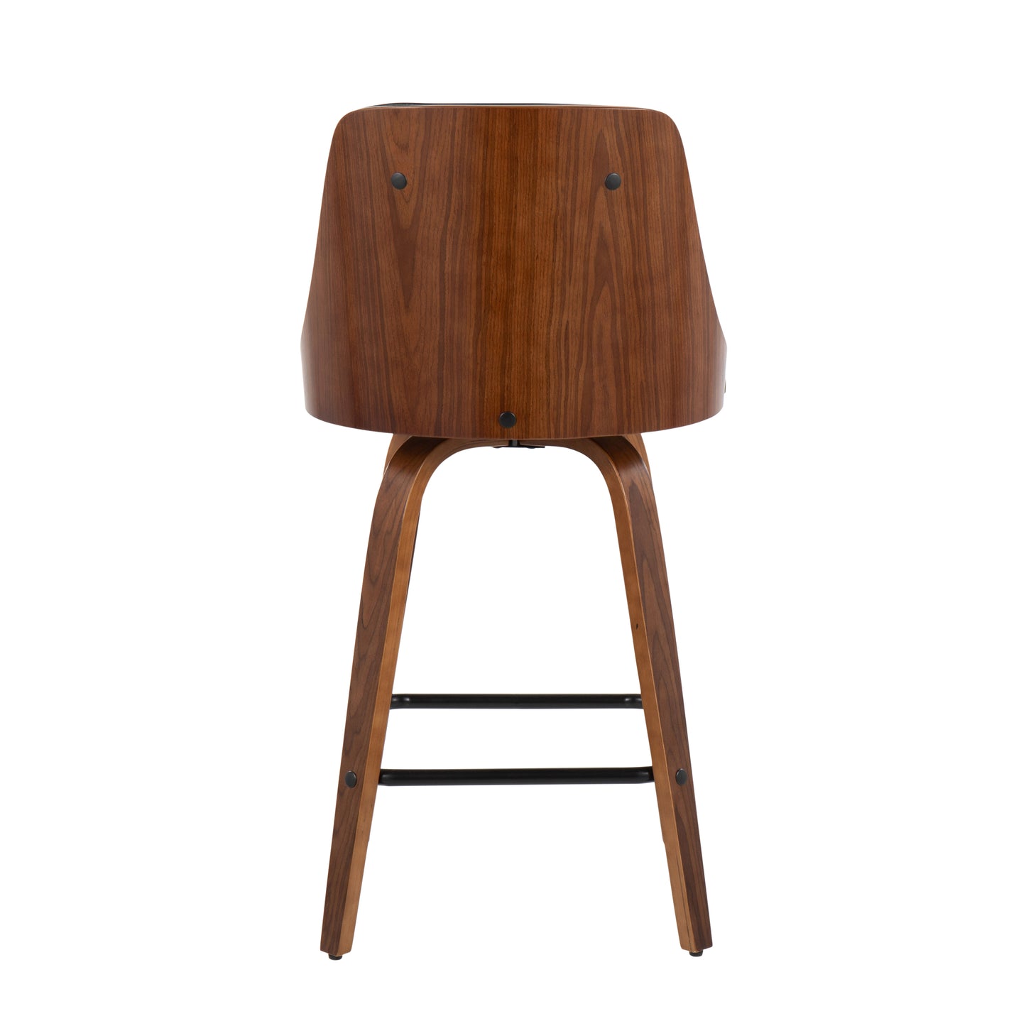 Minna - Set of 2 - 26" Mid-Century Modern Counter Stools with Walnut Wood Frame and Black