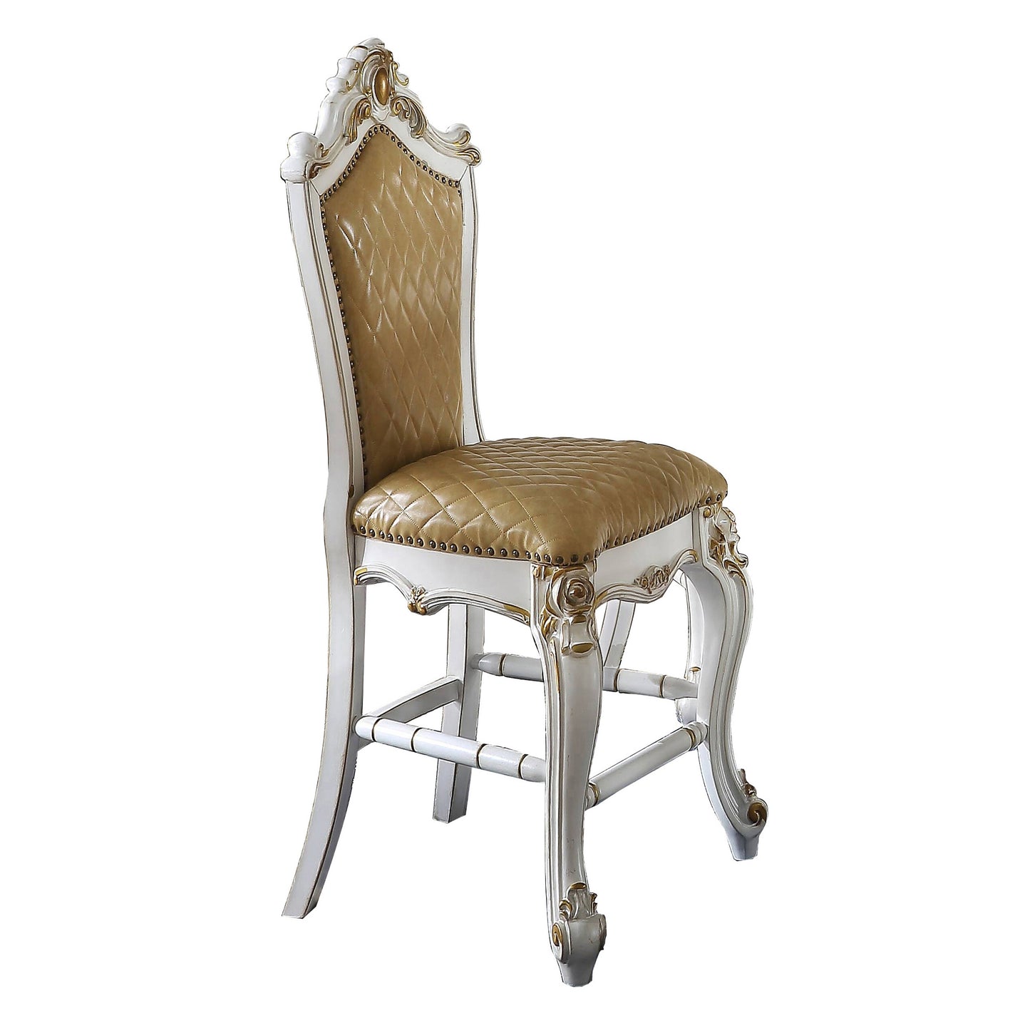 Mayfair - Set of 2 - 24" Butterscotch and Antique Pearl Counter Height Chairs with Solid Back and Faux Leather Upholstery