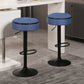 Veynard - Set of 2 - 24" Blue Linen Adjustable Bar Stools with 360° Swivel, Metal Frame for Kitchen and Dining