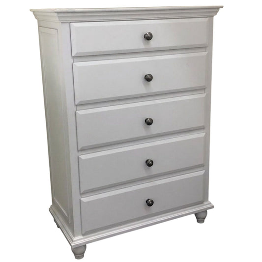 1 Piece Chest 5 Drawers Knob Handles Bedroom Furniture - White