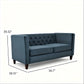 Button Tufted Loveseat, Upholstered 2 Seater With Square Arm For Living Room - Navy Blue