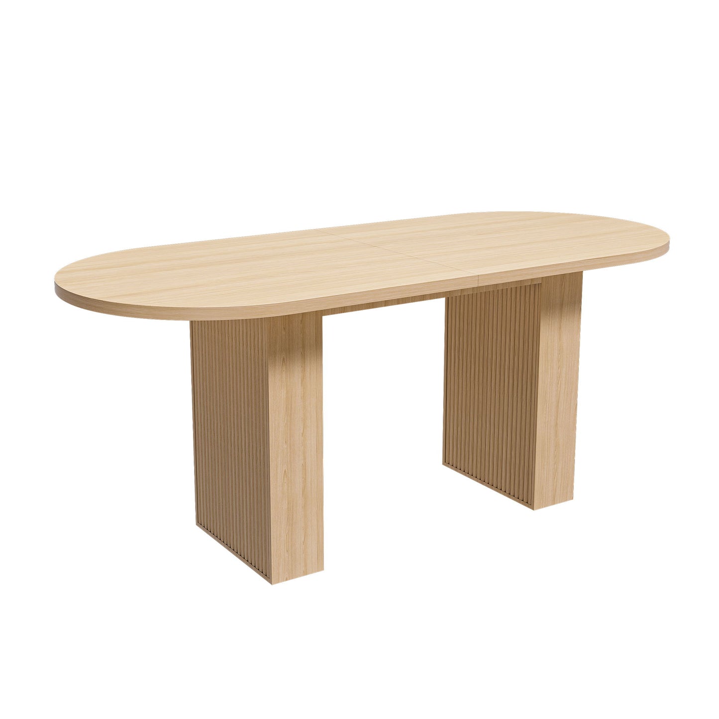 Oval Dining Table With Slim Base - Light Walnut