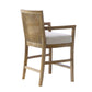 Diedra - Set of 2 - 26" Cream Counter Stools with Reclaimed Natural Cane Back and Upholstered Seat