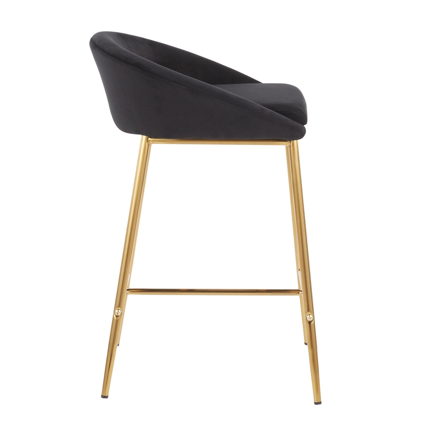 Matisse - Set of 2 - 26"Black Velvet Counter Stools with Gold Frame