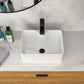 Rectangular Vessel Sink With Faucet & Drain - White / Black
