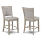 Hermione - Set of 2 - 26" Tan/Beige Gray Farmhouse Counter Stools with Upholstered Seat & Back