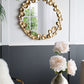 Round Metal Wall Mirror With en Leaf Accents, Modern Decor Mirror For Living Room Entryway Hallway - Gold