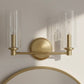 Regal - Double Light Vanity With Clear Ribbed Satin - Antique Brass / Clear
