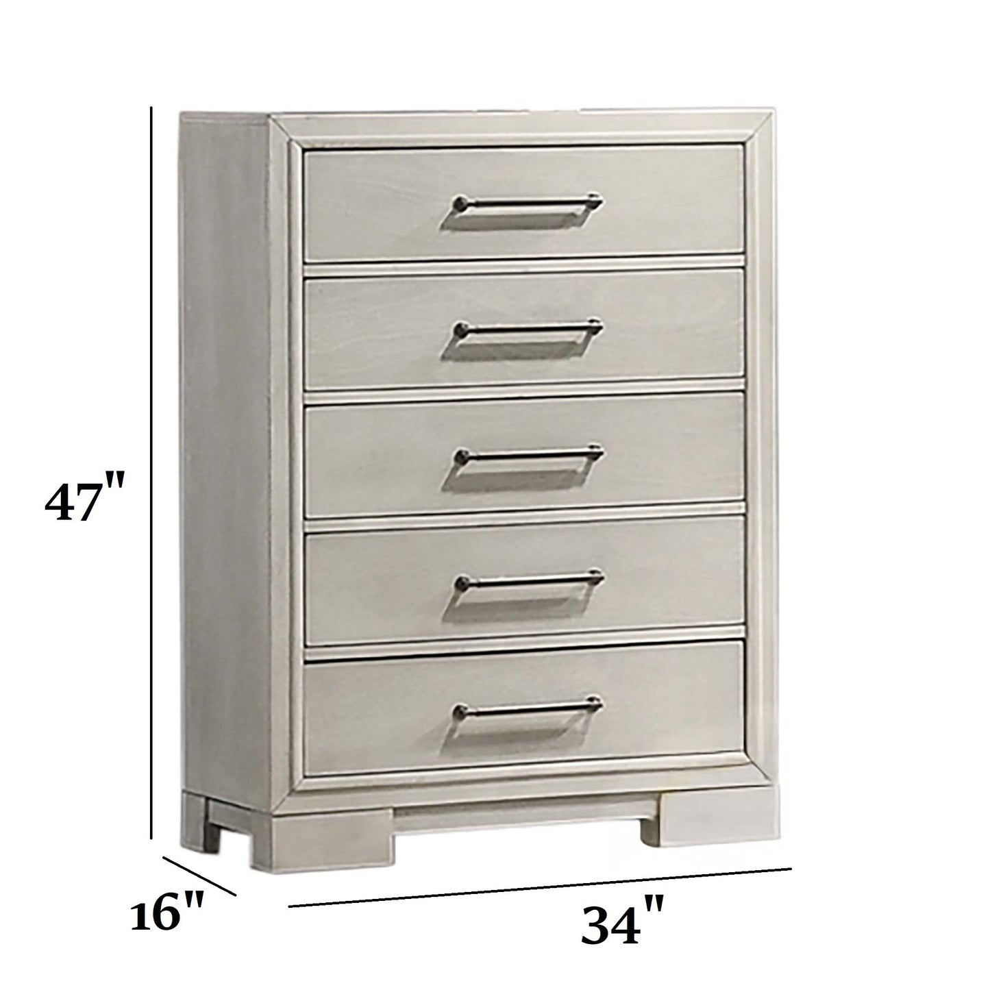 1 Piece Chest With Square Legs And Sleek Handles - Antique White